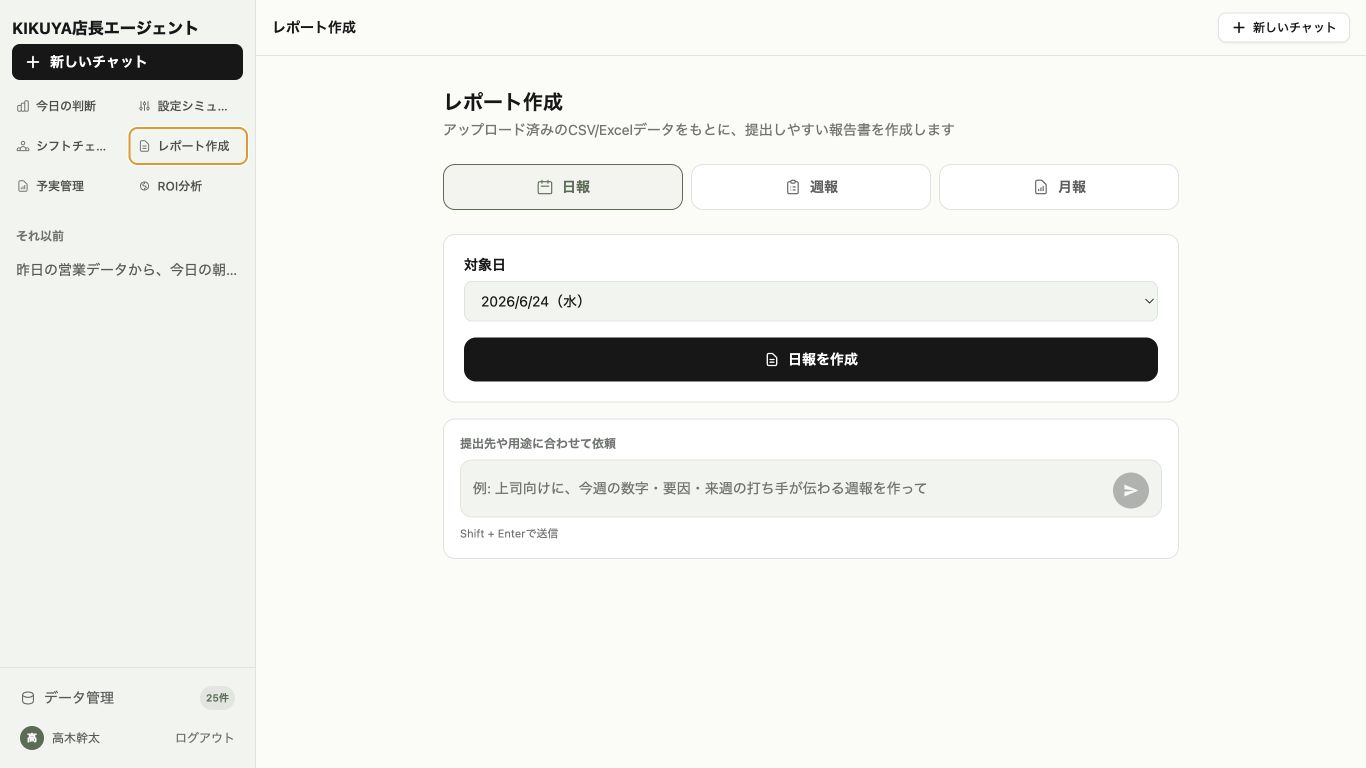 レポート作成画面